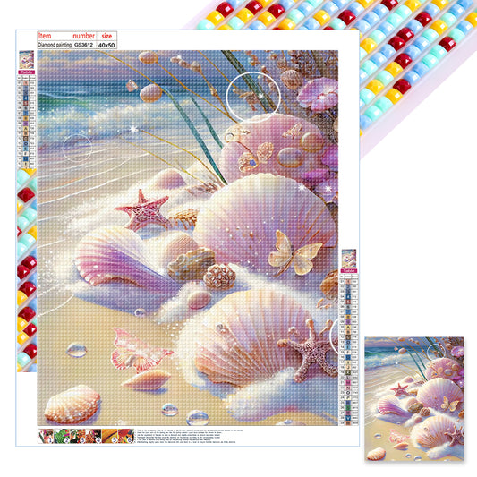 Beach Pink Shells - Full Square Drill Diamond Painting 40*50CM