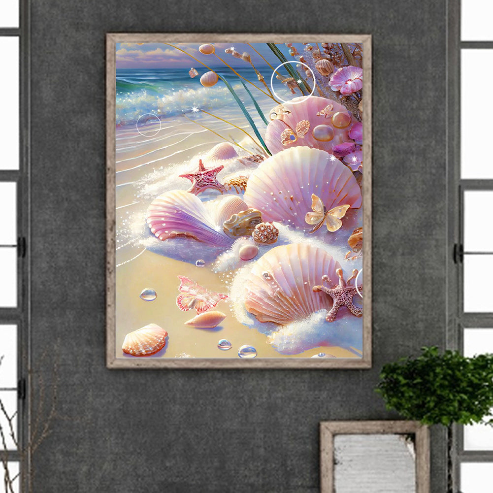 Beach Pink Shells - Full Square Drill Diamond Painting 40*50CM