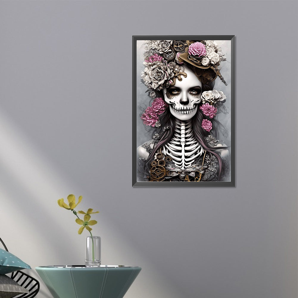 Skeleton Girl - AB Round Drill Diamond Painting 40*60CM