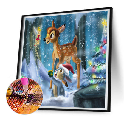 Snow Deer And Squirrel - Full Round Drill Diamond Painting 30*30CM