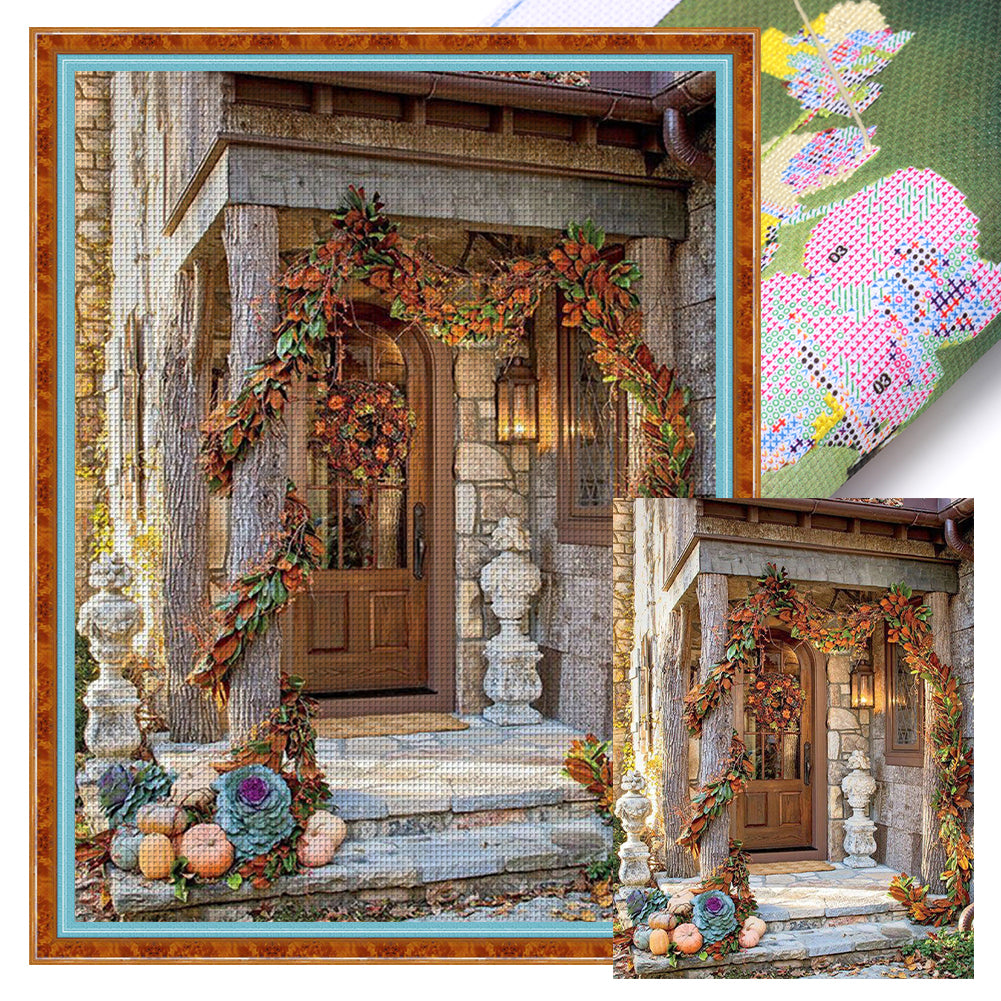 In Front Of The Door - 11CT Stamped Cross Stitch 40*55CM