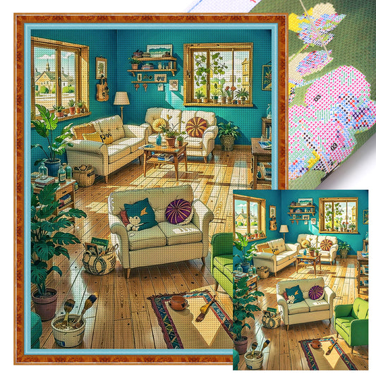 Living Room - 11CT Stamped Cross Stitch 50*65CM