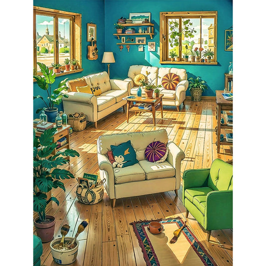 Living Room - 11CT Stamped Cross Stitch 50*65CM