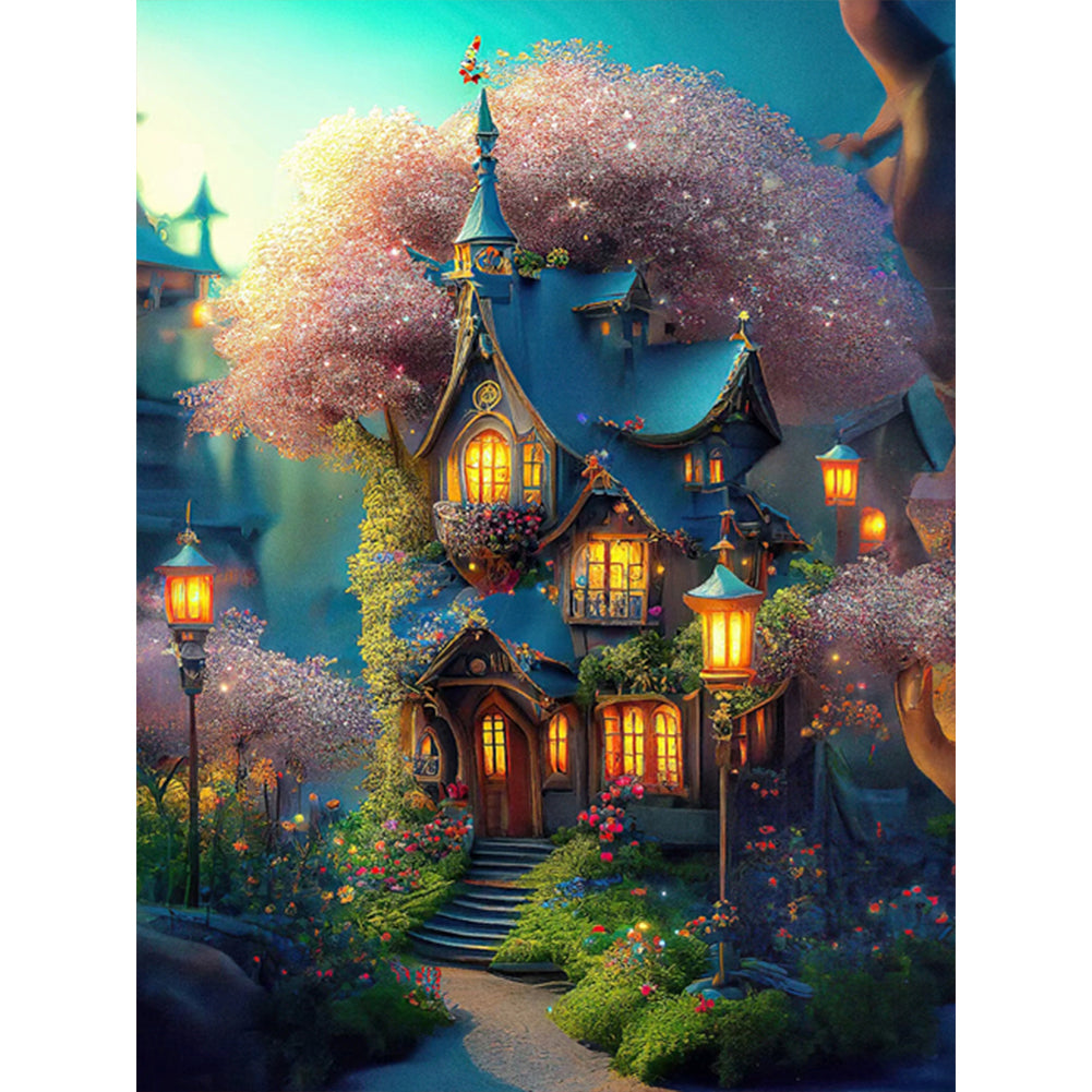 Flower Tree Cottage - 11CT Stamped Cross Stitch 50*65CM