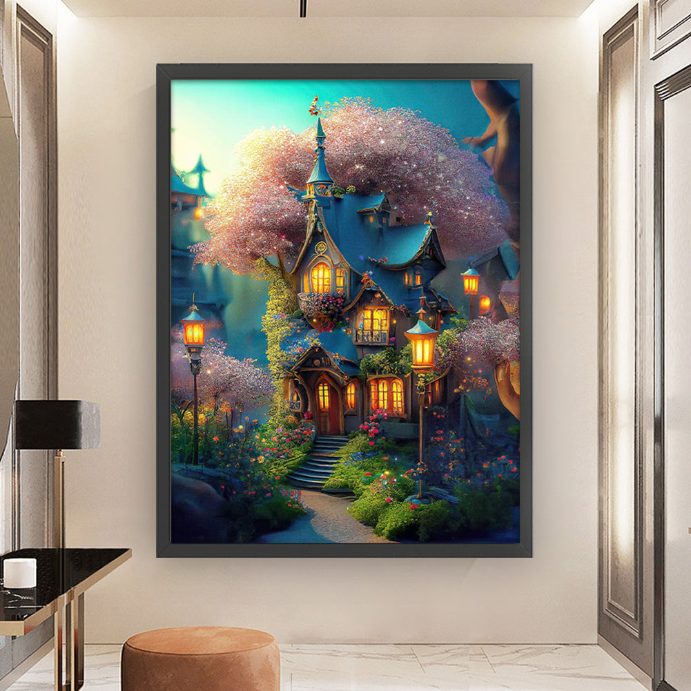 Flower Tree Cottage - 11CT Stamped Cross Stitch 50*65CM