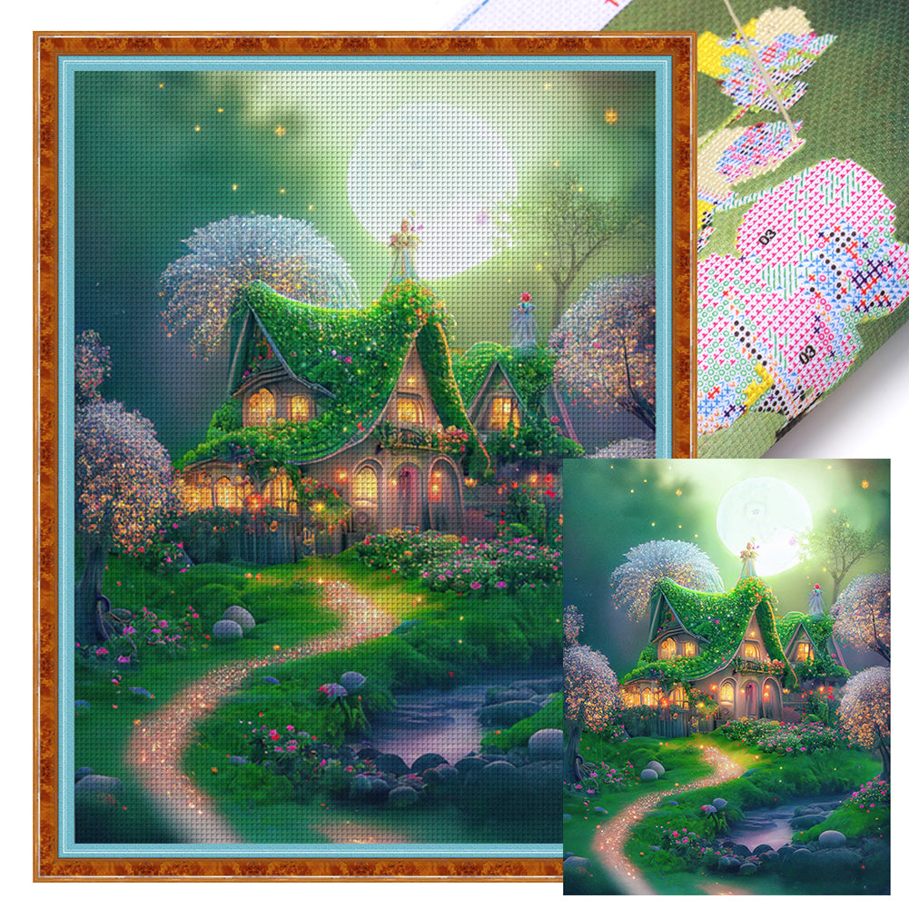 Flower Tree Cottage - 11CT Stamped Cross Stitch 50*65CM