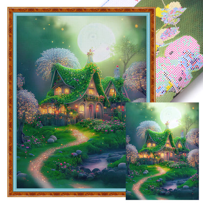 Flower Tree Cottage - 11CT Stamped Cross Stitch 50*65CM