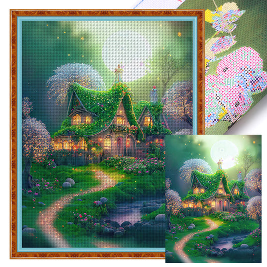 Flower Tree Cottage - 11CT Stamped Cross Stitch 50*65CM