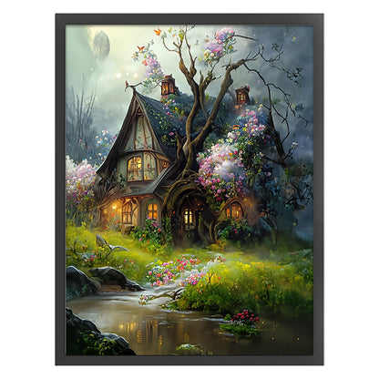 Flower Tree Cottage - 11CT Stamped Cross Stitch 50*65CM