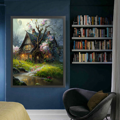 Flower Tree Cottage - 11CT Stamped Cross Stitch 50*65CM