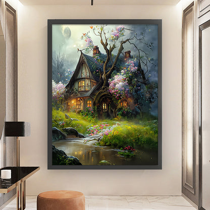 Flower Tree Cottage - 11CT Stamped Cross Stitch 50*65CM