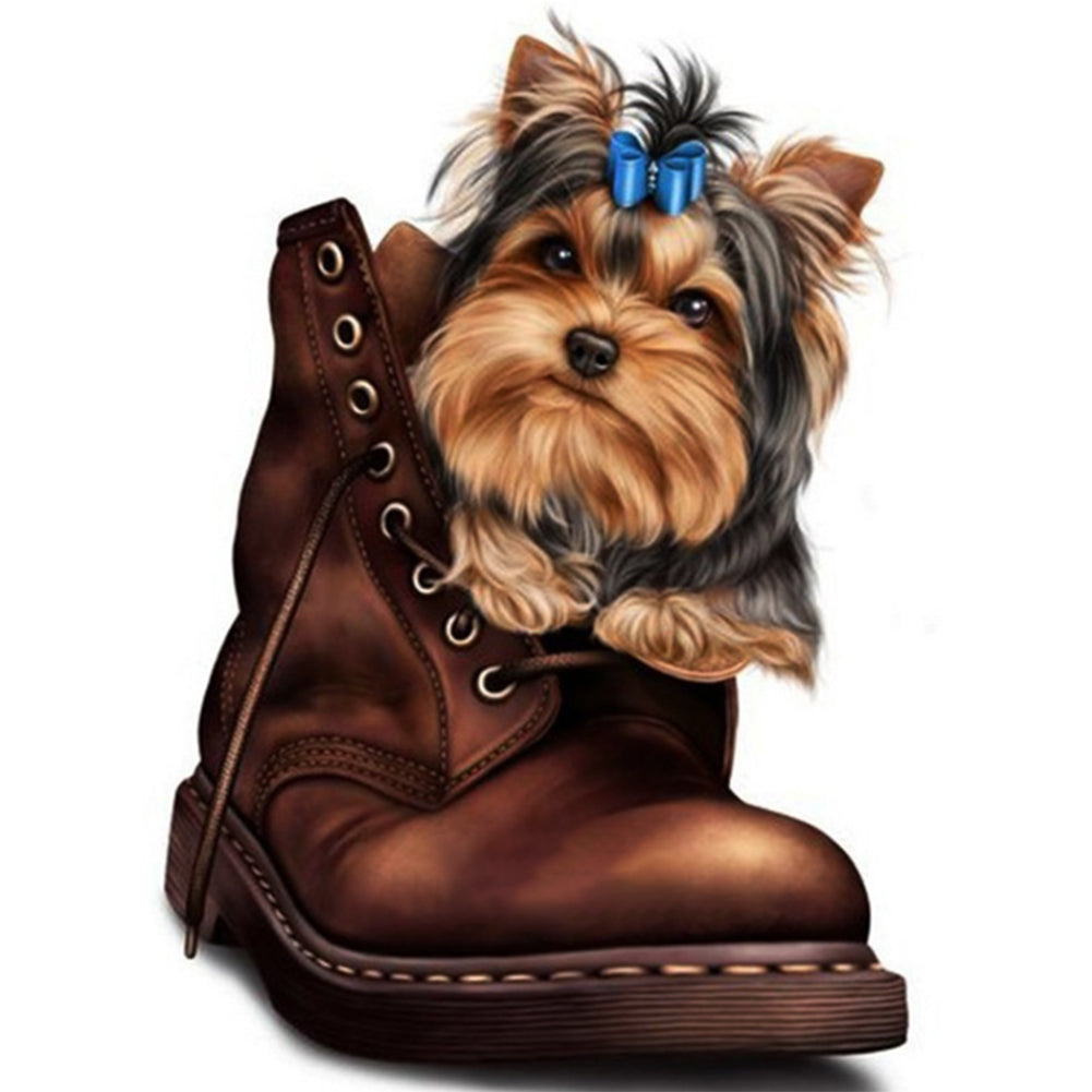 Yorkshire Terrier In Boots - 11CT Stamped Cross Stitch 40*53CM