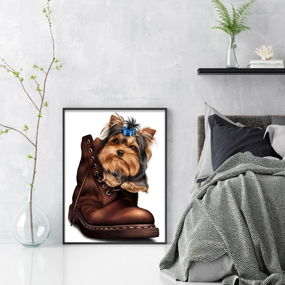 Yorkshire Terrier In Boots - 11CT Stamped Cross Stitch 40*53CM