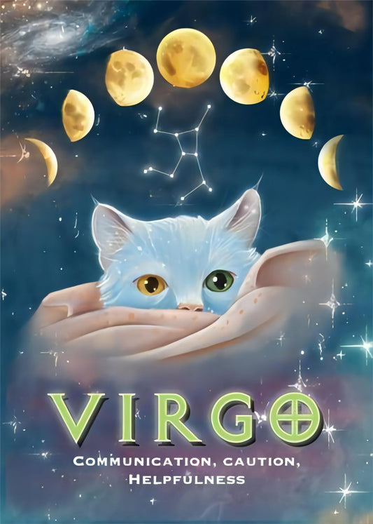 Cosmic Virgo Zodiac Cat - Full Round Drill Diamond Painting 30*40CM