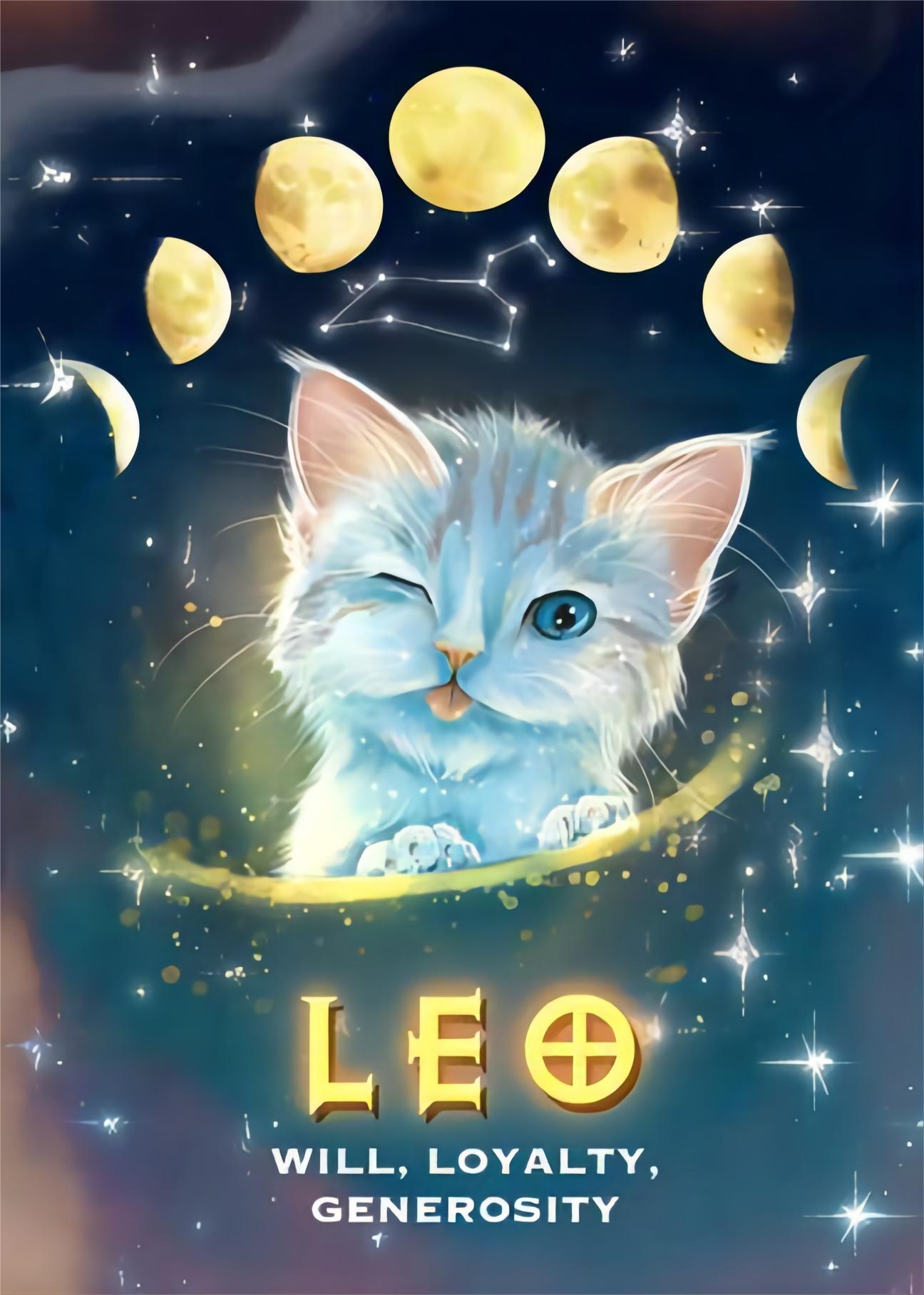 Cosmic Leo Zodiac Cat - Full Round Drill Diamond Painting 30*40CM