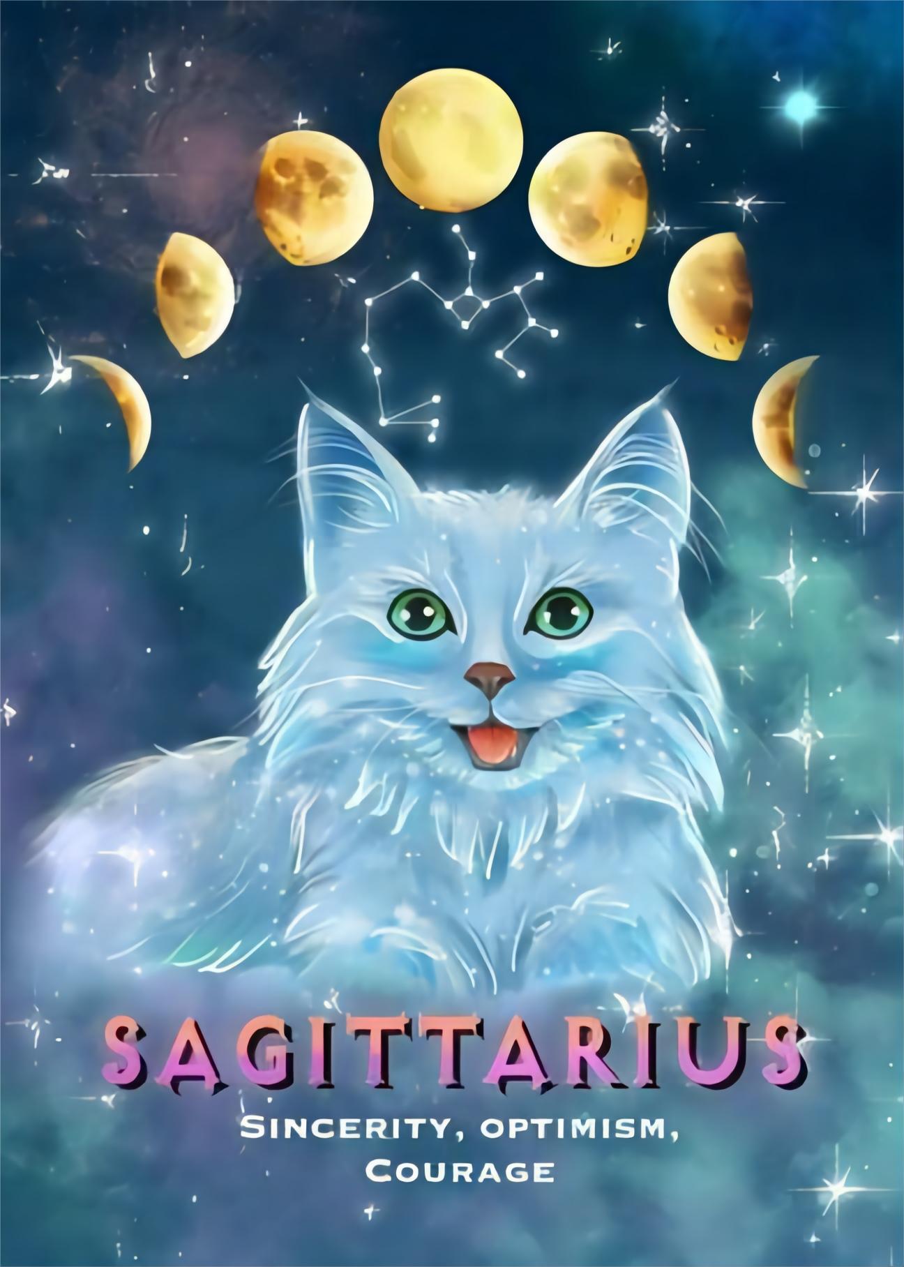 Cosmic Sagittarius Zodiac Cat - Full Round Drill Diamond Painting 30*40CM