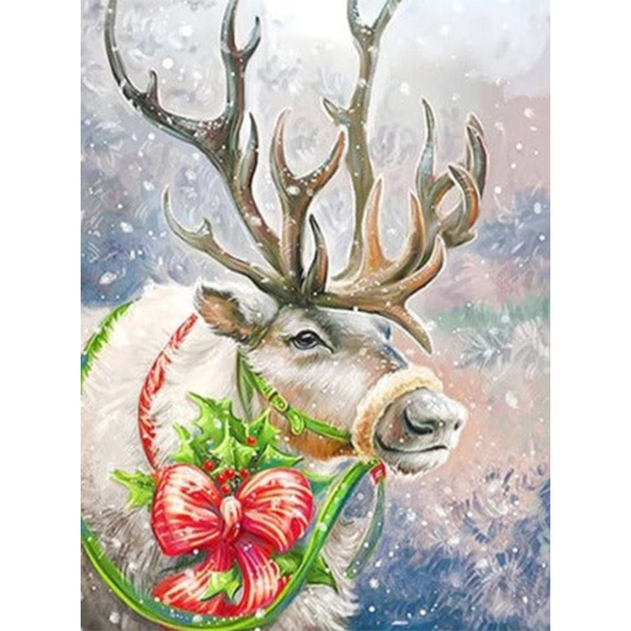 Christmas Elk - Full Round Drill Diamond Painting 30*40CM