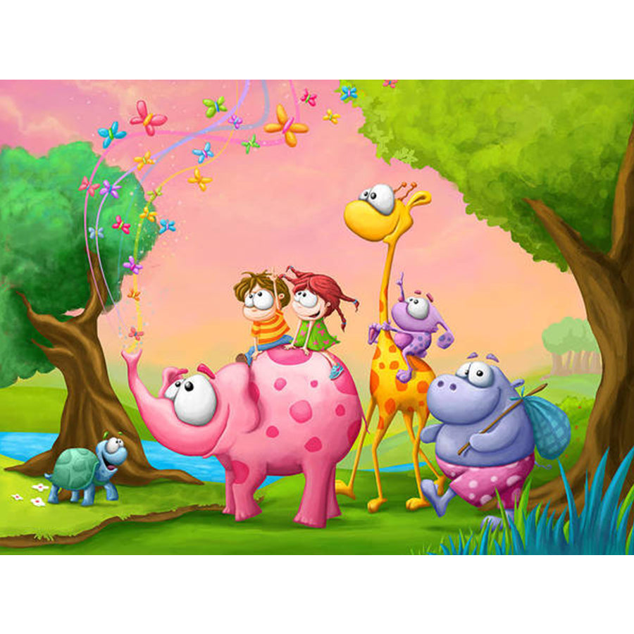 Outing Of Cartoon Animals - Full Round Drill Diamond Painting 40*50CM